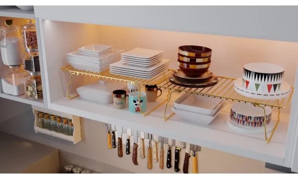 Policový organizér 42x19 cm zlatá