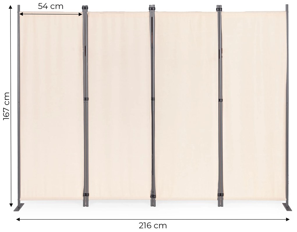 MultiGarden Skladací 4-panelový paraván, zástena 167x216 cm - béžová MultiGarden