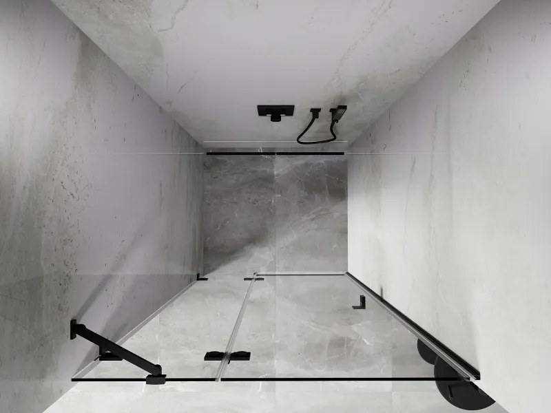 Mexen, Mexen Lunar výklopné sprchové dvere ľavé 115 cm, transparentné, čierne - 834-115-000-70-00-L