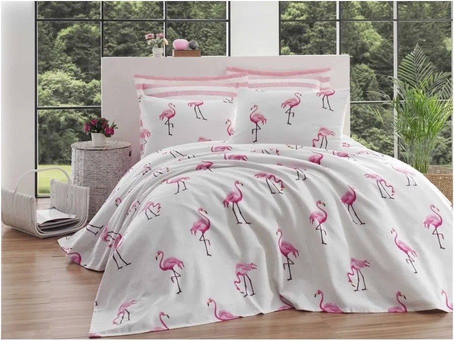 Bavlnená ľahká prikrývka cez posteľ na jednolôžko Single Pique Tara, 160 × 235 cm