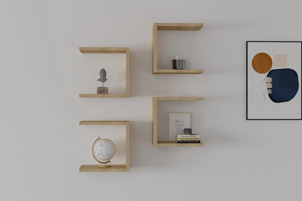 Súprava nástenných políc BASE 4 ks dub safírový