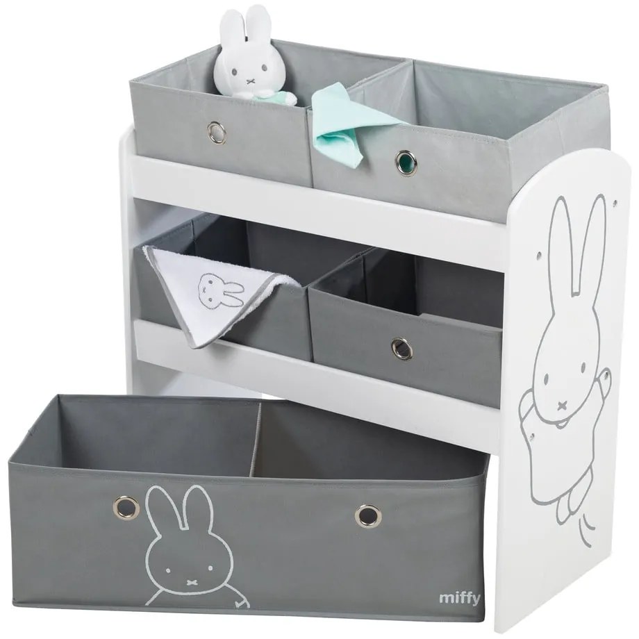 Biely/sivý detský organizér na hračky 63,5x29,5x60 cm Miffy – Roba