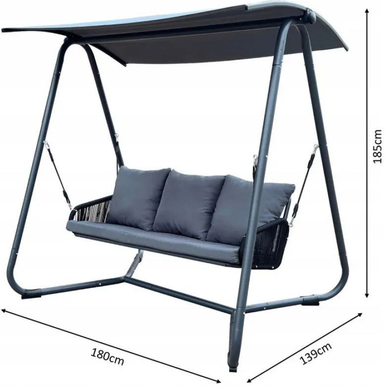 Záhradná hojdačka DUSTIN 180 cm antracit