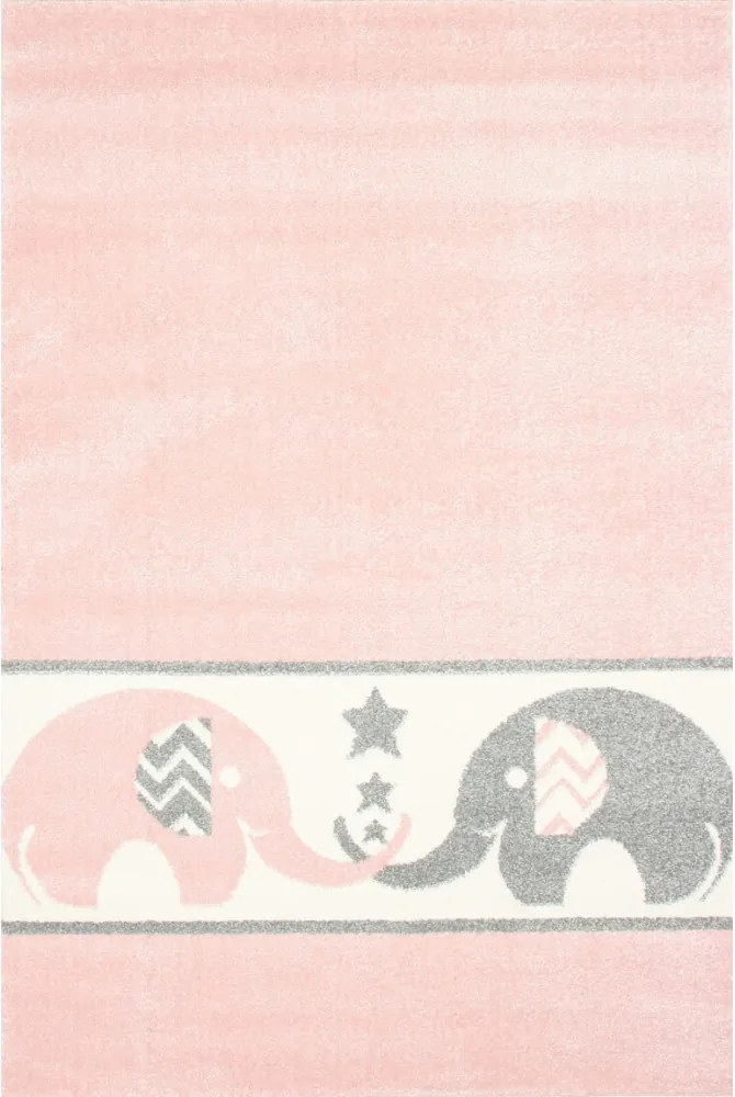 Detský kusový koberec Slony ružový, Velikosti 120x170cm