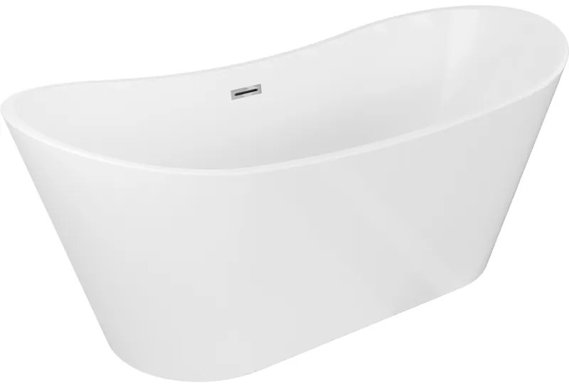 Mexen Montana, voľne stojaca vaňa 170 x 80 cm, biela, chrómový prepad, 52011708000-01
