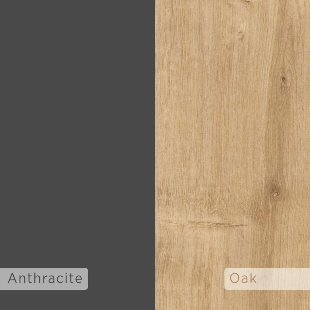 Designová knižnica TRINI, dub / antracit