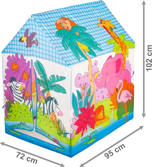 Detský hrací stan IPLAY ZOO domček – farebný, do domu a záhrady, 95×72×102 cm