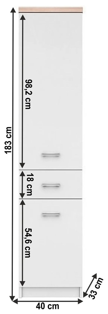 Kondela Skriňa 2D1S, biela/dub sonoma, TOPTY 05