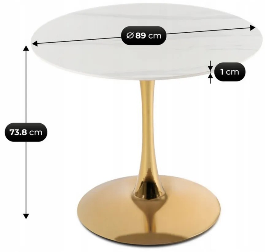 Stôl ALDO 90 cm biely/kašmírový