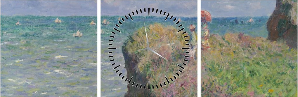 Obraz - Claude Monet, Cliff Walk at Pourville, reprodukcia (s hodinami) (90x30 cm)