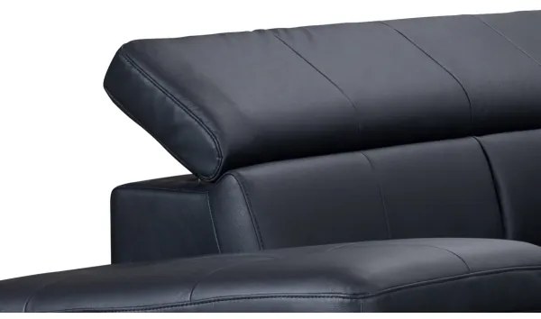 Rozkladacia kožená rohová sedacia súprava SALERNO II ľavá čierna