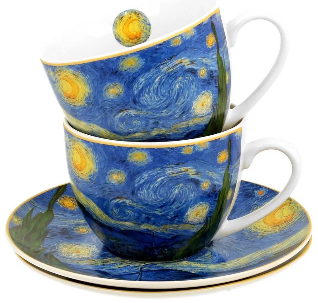 Porcelánová šálka s podšálkou Van Gogh Starry Night 90 ml sada 2ks