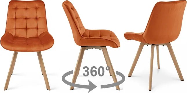 Jedálenská stolička SORIA 360 zamatová, medená / hnedé nohy