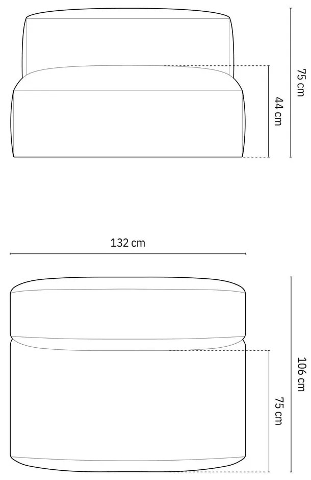 Čierny modul pohovky (stredový diel) Martina – Micadoni Home
