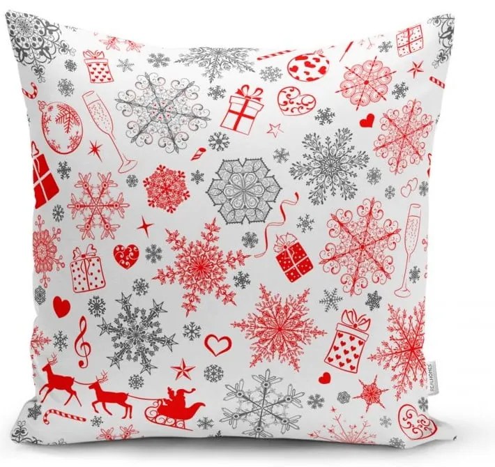 Súprava 4 vianočných obliečok na vankúš a behúň na stôl Minimalist Cushion Covers Snowflakes