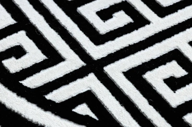 Kusový koberec Gloss 6776 85 greek black/ivory kruh, 200x200 (priemer) kruh, čiernobiela, chodba / predsieň, Dywany Łuszczów