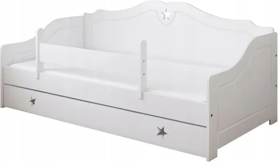 Detská posteľ HVIEZDA so zásuvkou PW, Rozmer 200x90 cm, Farba biela, Matrace penový vrstvený 10 cm
