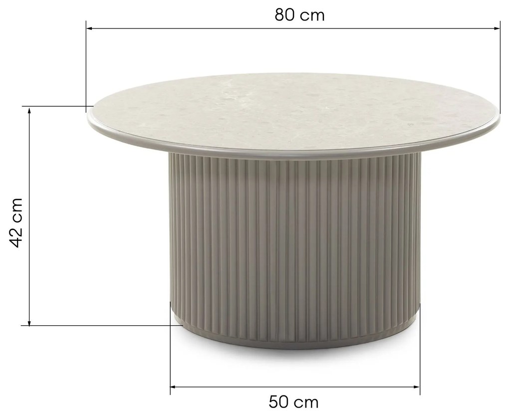 Konferenční stolek Livorna 80 cm šedý/mramor