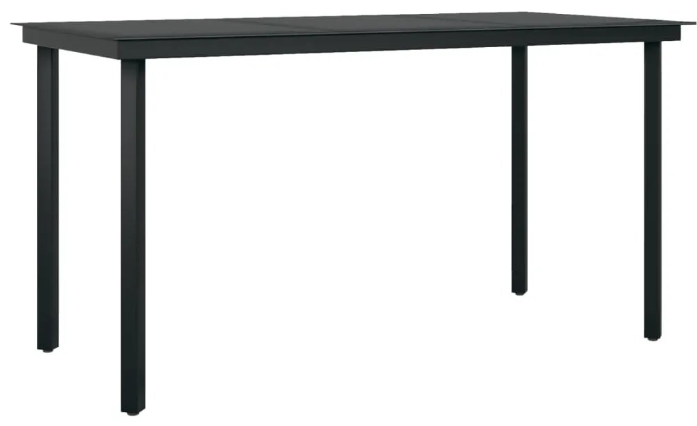 vidaXL Záhradný jedálenský stôl čierny 140x70x74 cm oceľ a sklo