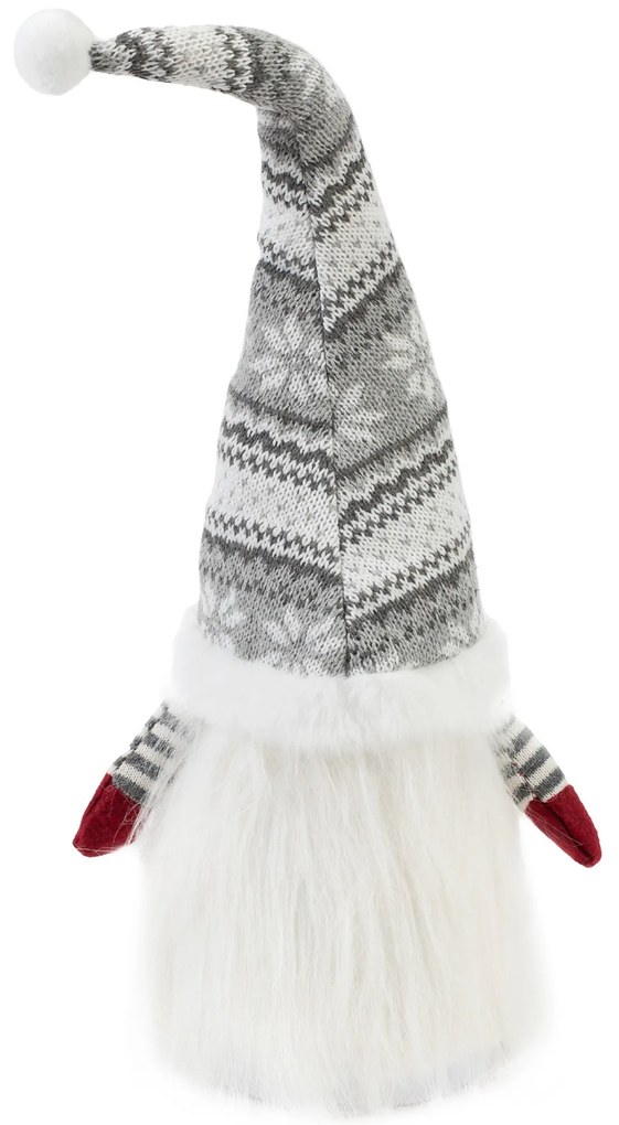 Vianočný škriatok ELF 0623 - 48 cm sivý/biely
