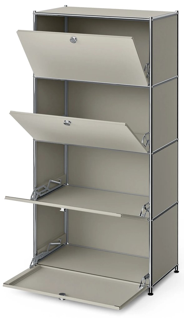 Vysoký kovový regál »CN3« so 4 priehradkami, svetlosivý