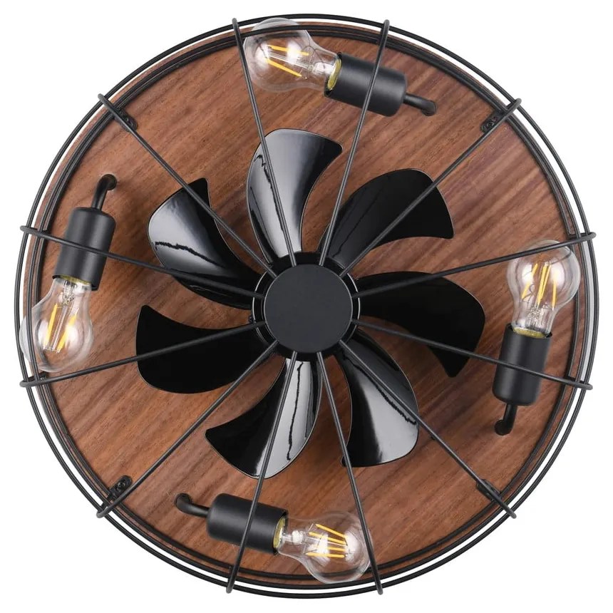 Matne čierne/hnedé stropné svietidlo na diaľkové ovládanie/s ventilátorom Trondheim – Trio