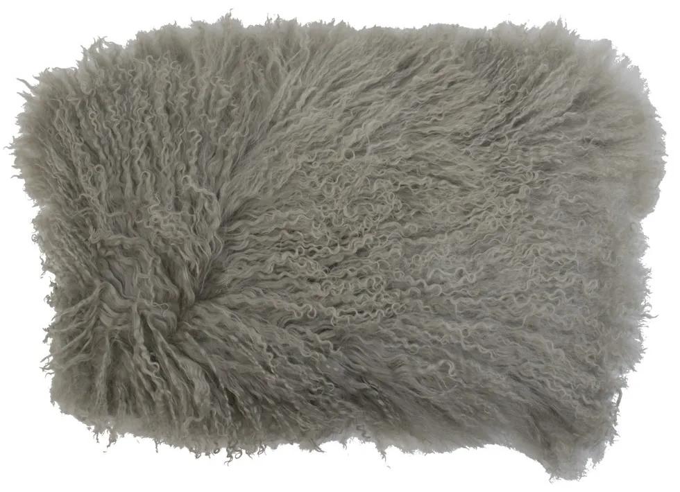 Vankúš šedá ovčej kože kučeravý dlhý chlp Curly grey - 35 * 50 * 10cm