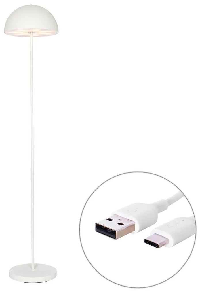 Vonkajšia stojaca lampa biela nabíjateľná 3-stupňovo stmievateľná - Keira