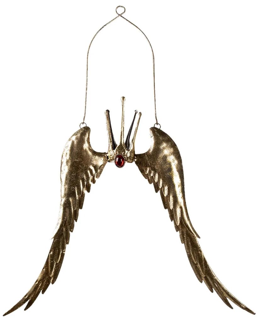 Závesná dekorácia zlatých krídel s korunkou - 51 * 4 * 62 cm