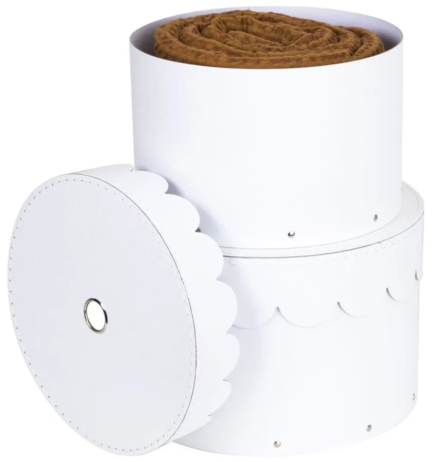 Biele kartónové úložné boxy v súprave 2 ks s vekom ø 26x17,5 cm Wilma Paper Laminate – Bigso