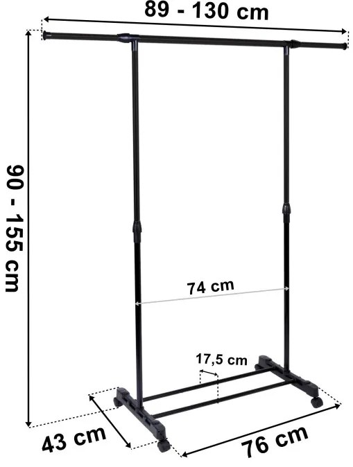 Vešiakový stojan na kolieskach DEKA čierny