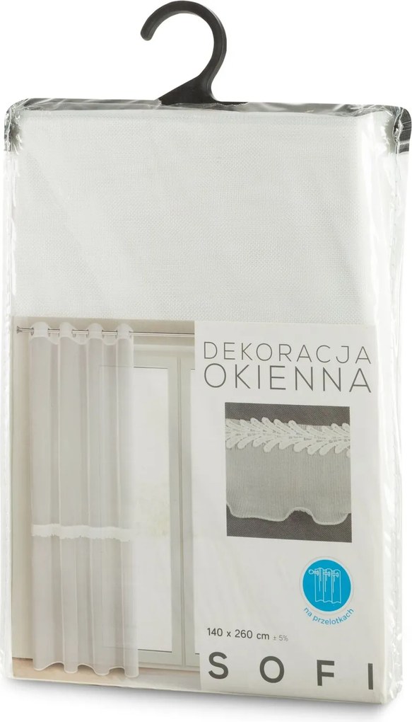 ZÁCLONA NA KRÚŽKOCH SOFI 140X260 CM BIELA