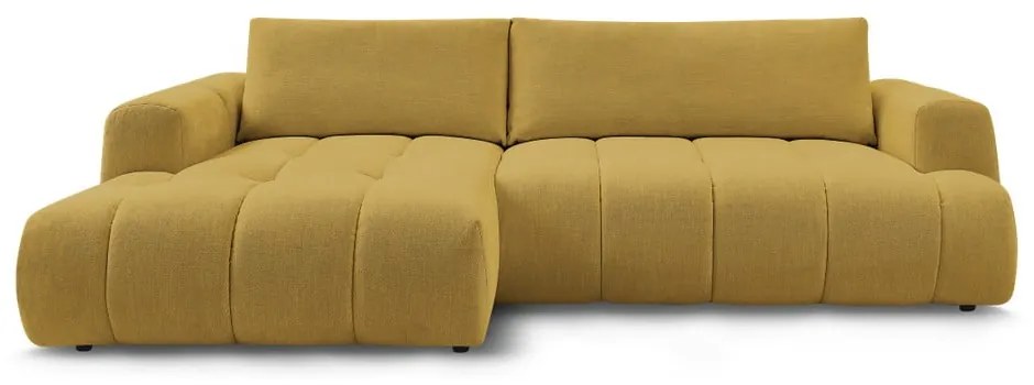 Rozkladacia/s úložným priestorom rohová pohovka v horčicovej farbe (ľavý roh/s leňoškou) Fuji – Bobochic Paris