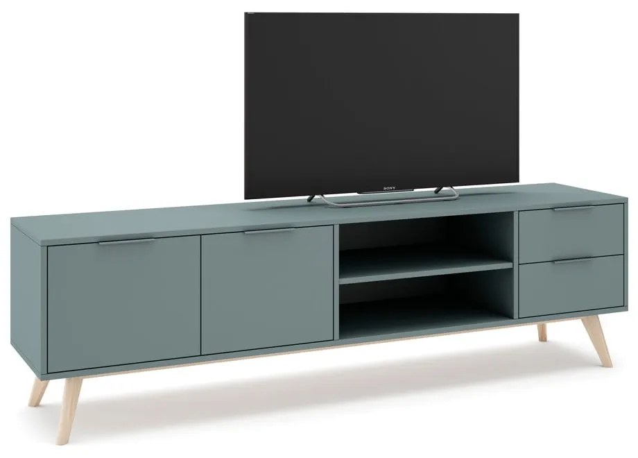 Zelenosivý TV stolík 180x53 cm Pisco – Marckeric
