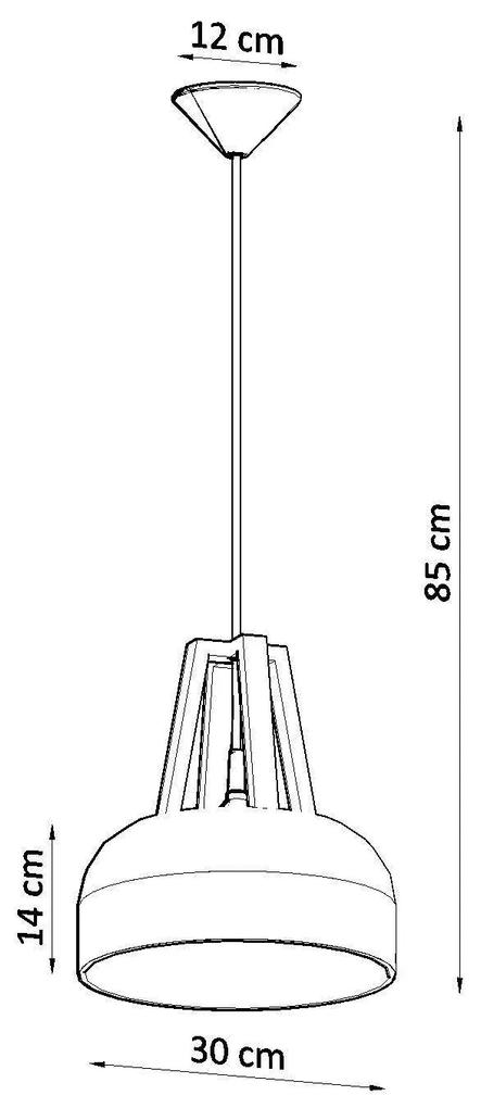 Závesné svietidlo Casco, 1x drevené/biele kovové tienidlo, b