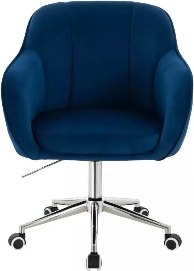 LuxuryForm DESIGN Stolička AVOLA VELUR na striebornej podstave s kolieskami - modrá