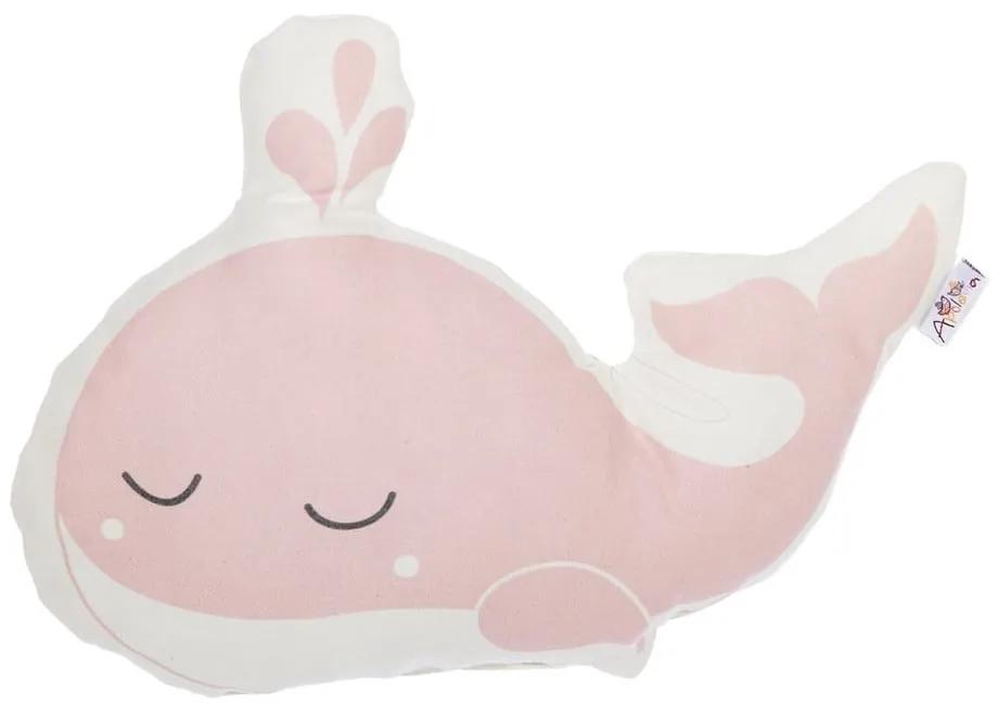 Ružový detský vankúšik s prímesou bavlny Mike & Co. NEW YORK Pillow Toy Whale, 35 x 24 cm