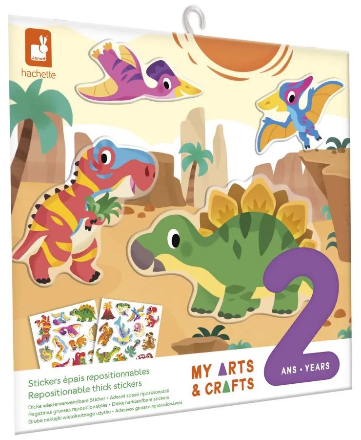 Janod My arts&amp;crafts Kreatívna sada Prelepovateľné samolepky pre deti Dinosaury od 2 rokov