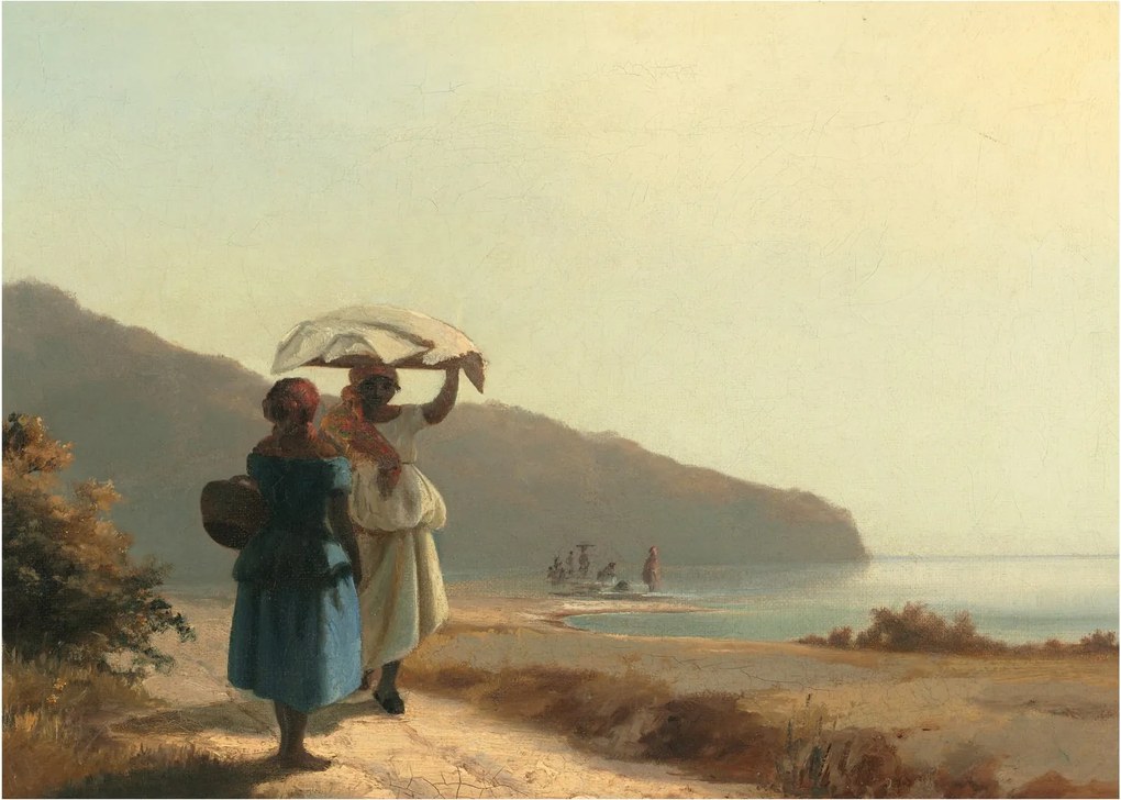 Obraz - Camille Pissarro, Two Women Chatting by the Sea, St. Thomas, reprodukcia (70x50 cm)