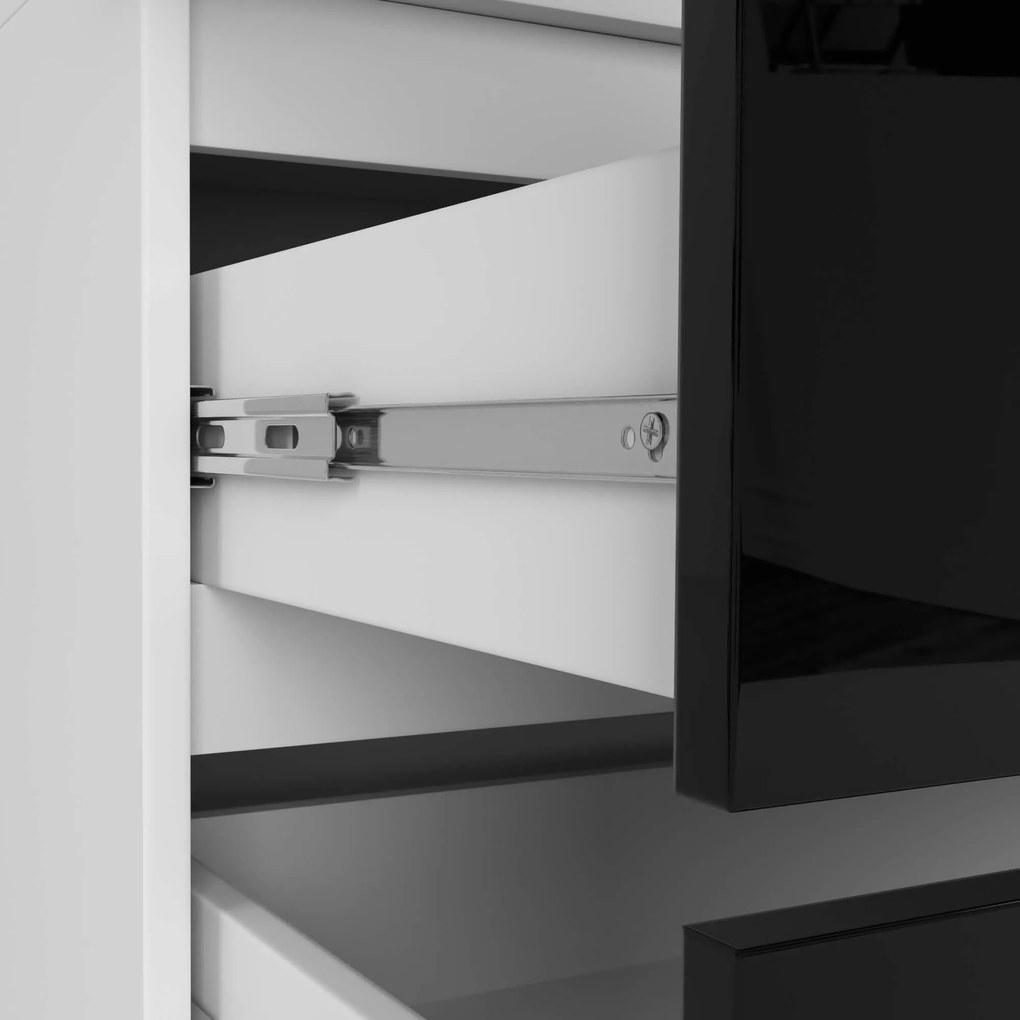 Šatníková skriňa s nadstavcom Star 90 cm biela/čierna lesk