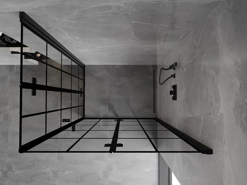 Mexen Mist-F Duo, skladací sprchový kút 90 x 95 cm, číre sklo-čierna mriežka, 8A6-090L-095P-70-77