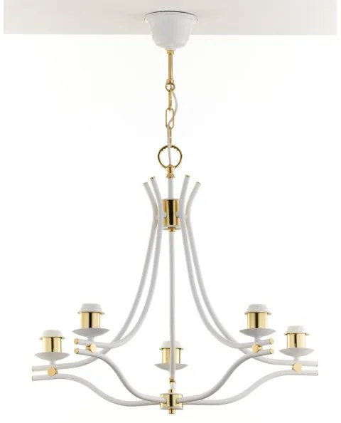 Jupiter 2084 - Závesný luster SAMBA na reťazi 5xE27/15W/230V biela/zlatá