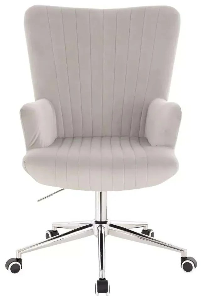 LuxuryForm DESIGN Kreslo AMADEO VELUR na striebornej podstave s kolieskami - svetlo šedé