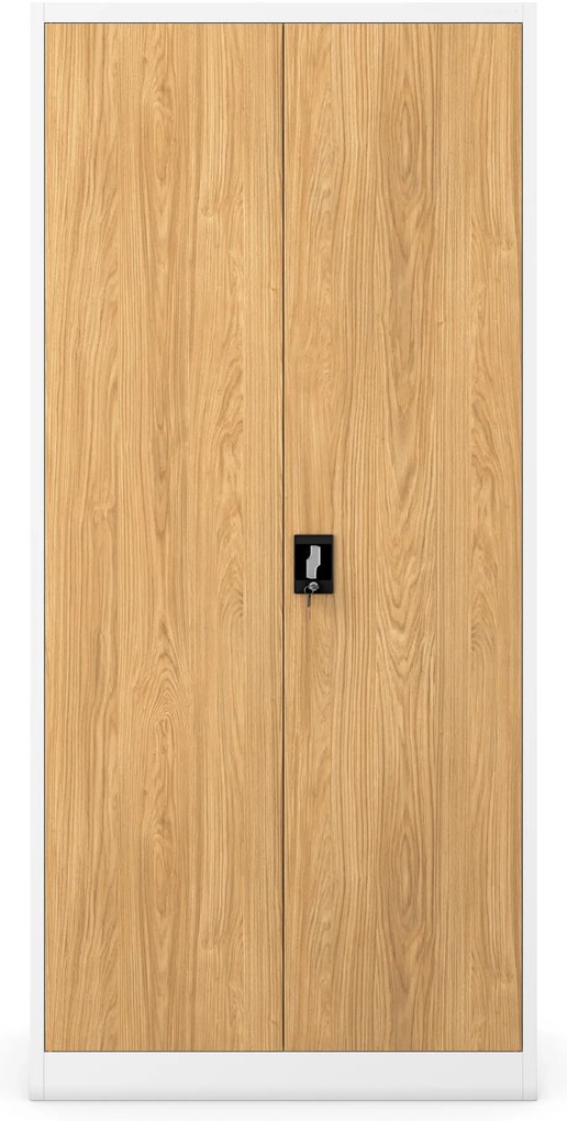 Kovová kancelárska skriňa na dokumenty, vysoká, biela/zlatý dub, 900x1950x400 mm: JAN H Eco Design