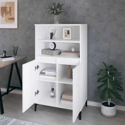 vidaXL Vysoká skrinka biela 60x36x110 cm spracované drevo-