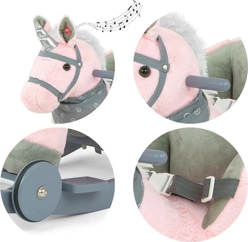 Hojdací koník s melódiou a kolieskami Milly Mally Polly rúžový