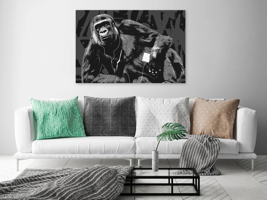 Artgeist Obraz - Pop Art Monkey (1 Part) Narrow Grey Veľkosť: 60x40, Verzia: Premium Print