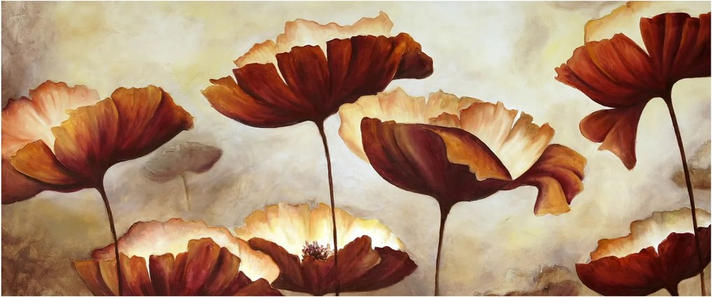 Obraz červených kvetov (120x50 cm)
