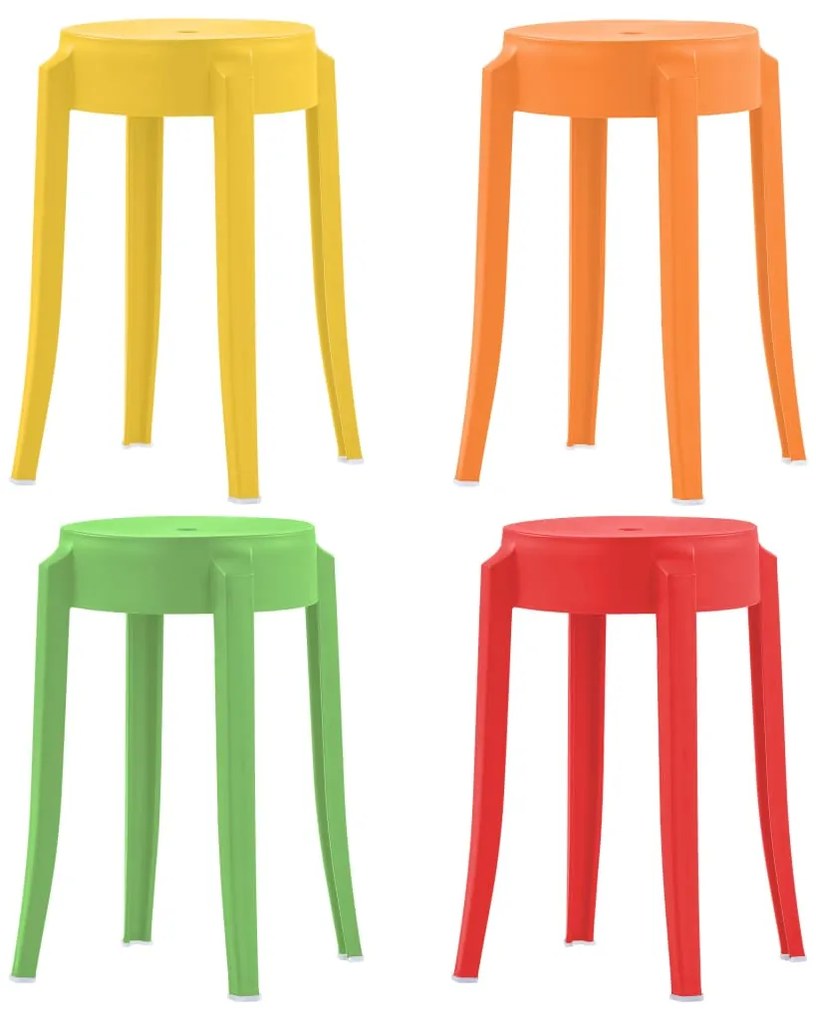 vidaXL Stohovateľné stoličky 4 ks rôznofarebné plastové