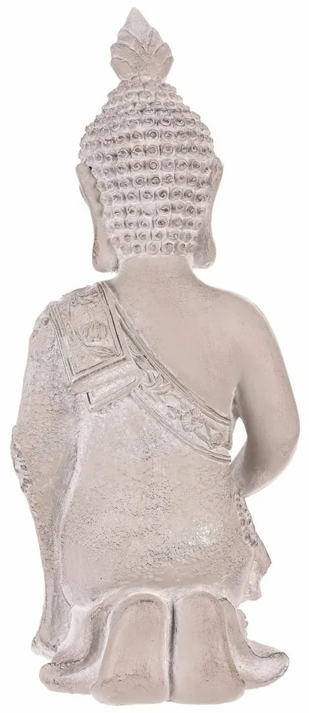 Dekorácia soška Budha kľačiaci, sivá, polyresin, 25 x 24 x 57 cm